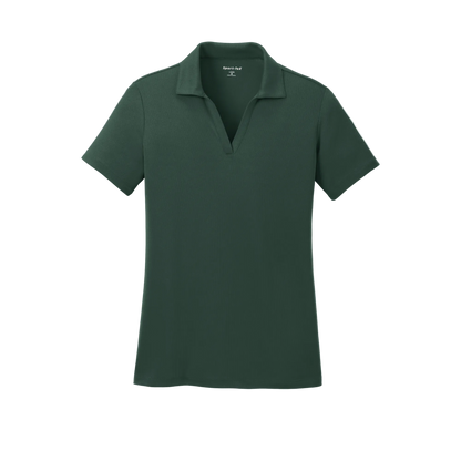 Custom women's Sport-Tek PosiCharge RacerMesh polo in Forest Green, front view