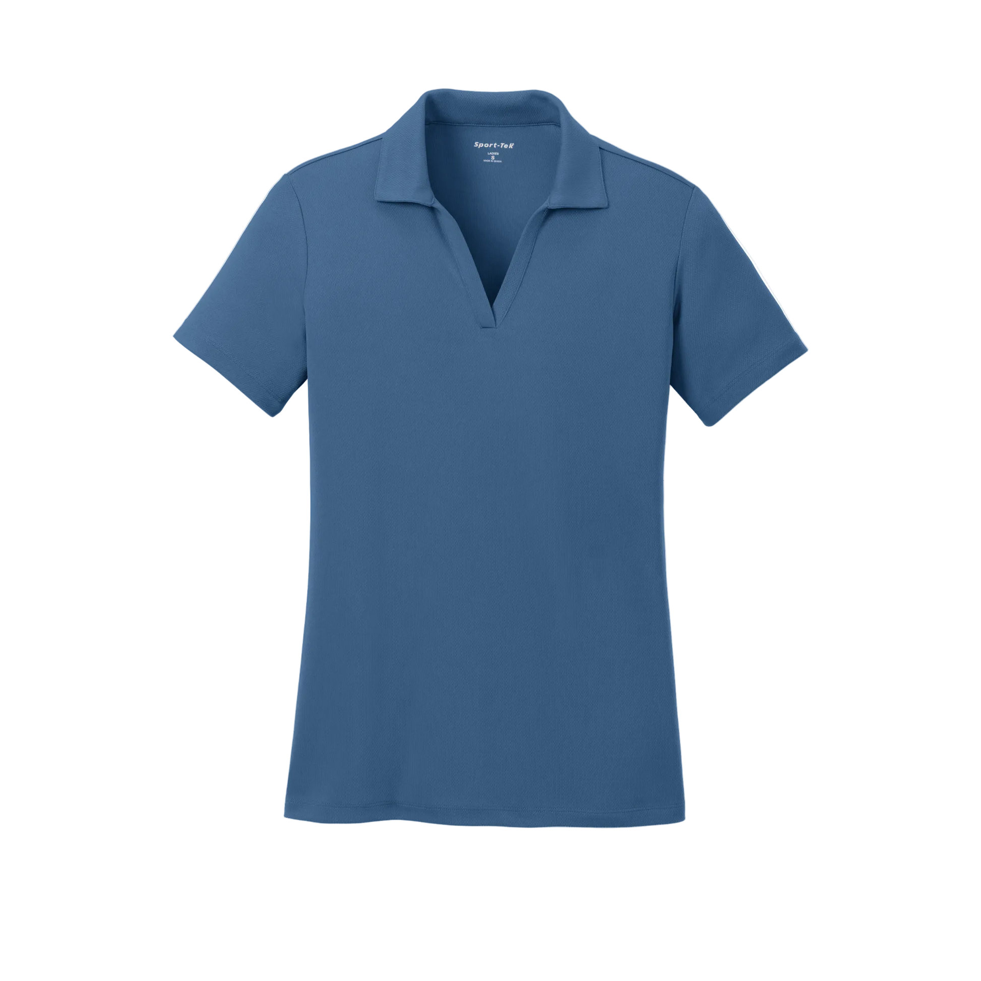 Custom women's Sport-Tek PosiCharge RacerMesh polo in Dawn Blue, front view