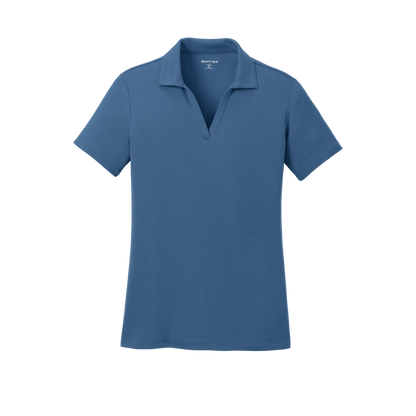 Custom women's Sport-Tek PosiCharge RacerMesh polo in Dawn Blue, front view
