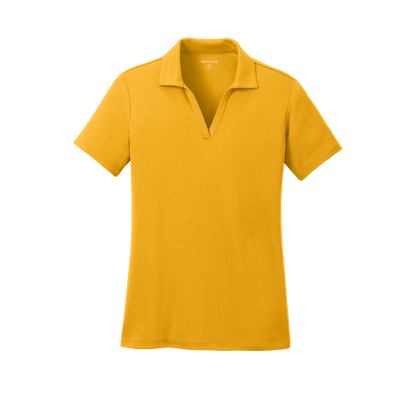 Custom women's Sport-Tek PosiCharge RacerMesh polo in Gold, front view
