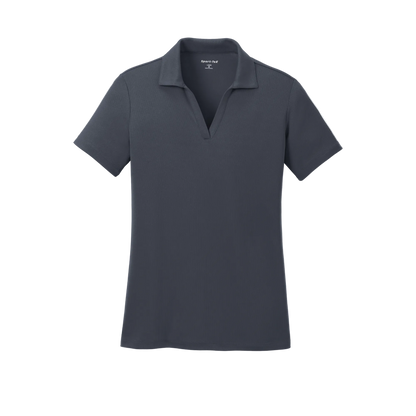 Custom women's Sport-Tek PosiCharge RacerMesh polo in Graphite Gray, front view