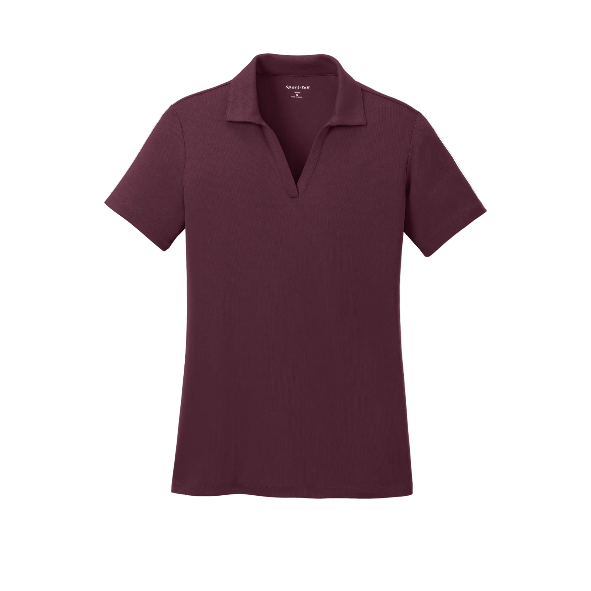 Custom women's Sport-Tek PosiCharge RacerMesh polo in Maroon, front view
