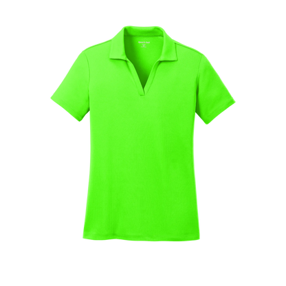 Custom women's Sport-Tek PosiCharge RacerMesh polo in Neon Green, front view