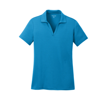 Custom women's Sport-Tek PosiCharge RacerMesh polo in Pond Blue, front view