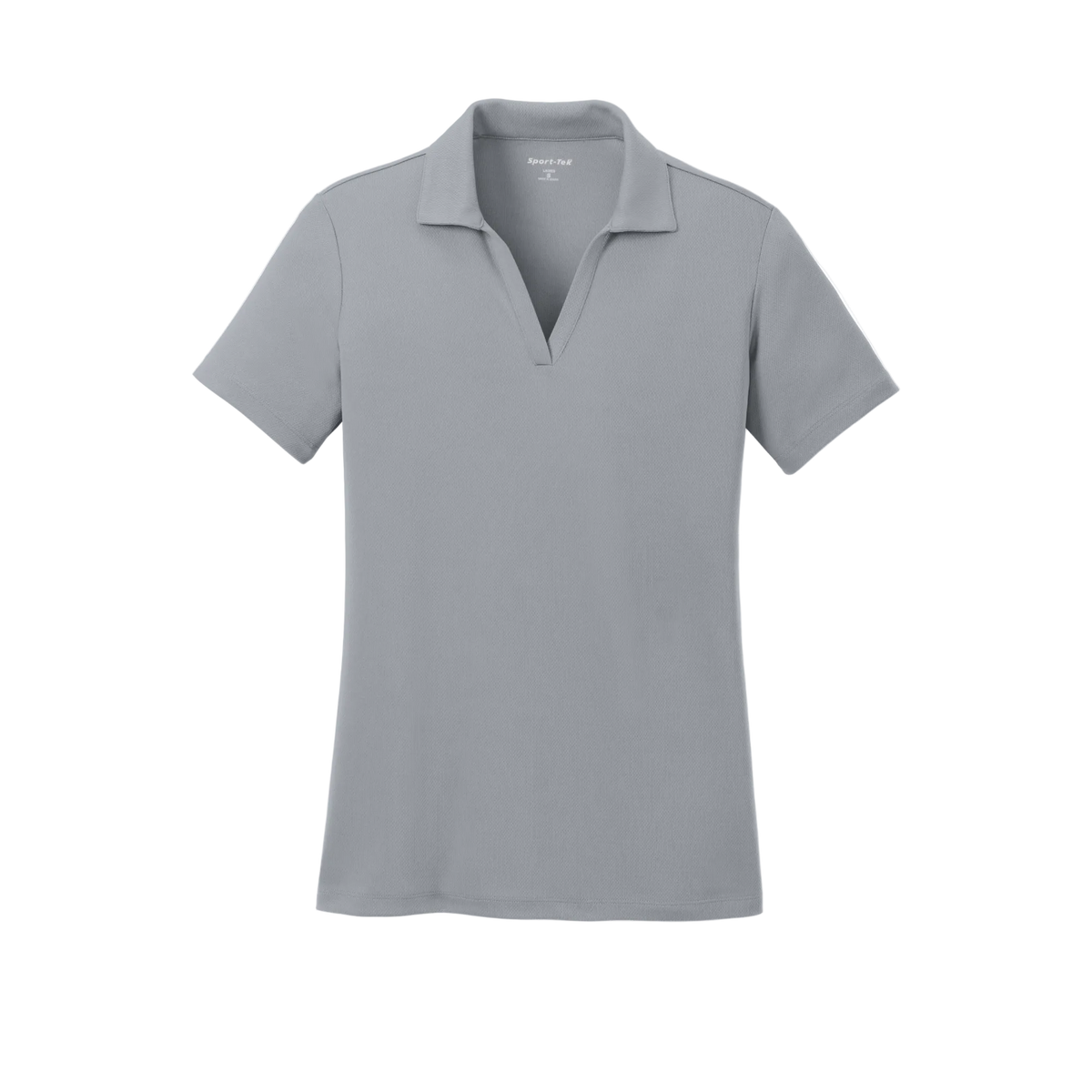 Custom women's Sport-Tek PosiCharge RacerMesh polo in Silver, front view