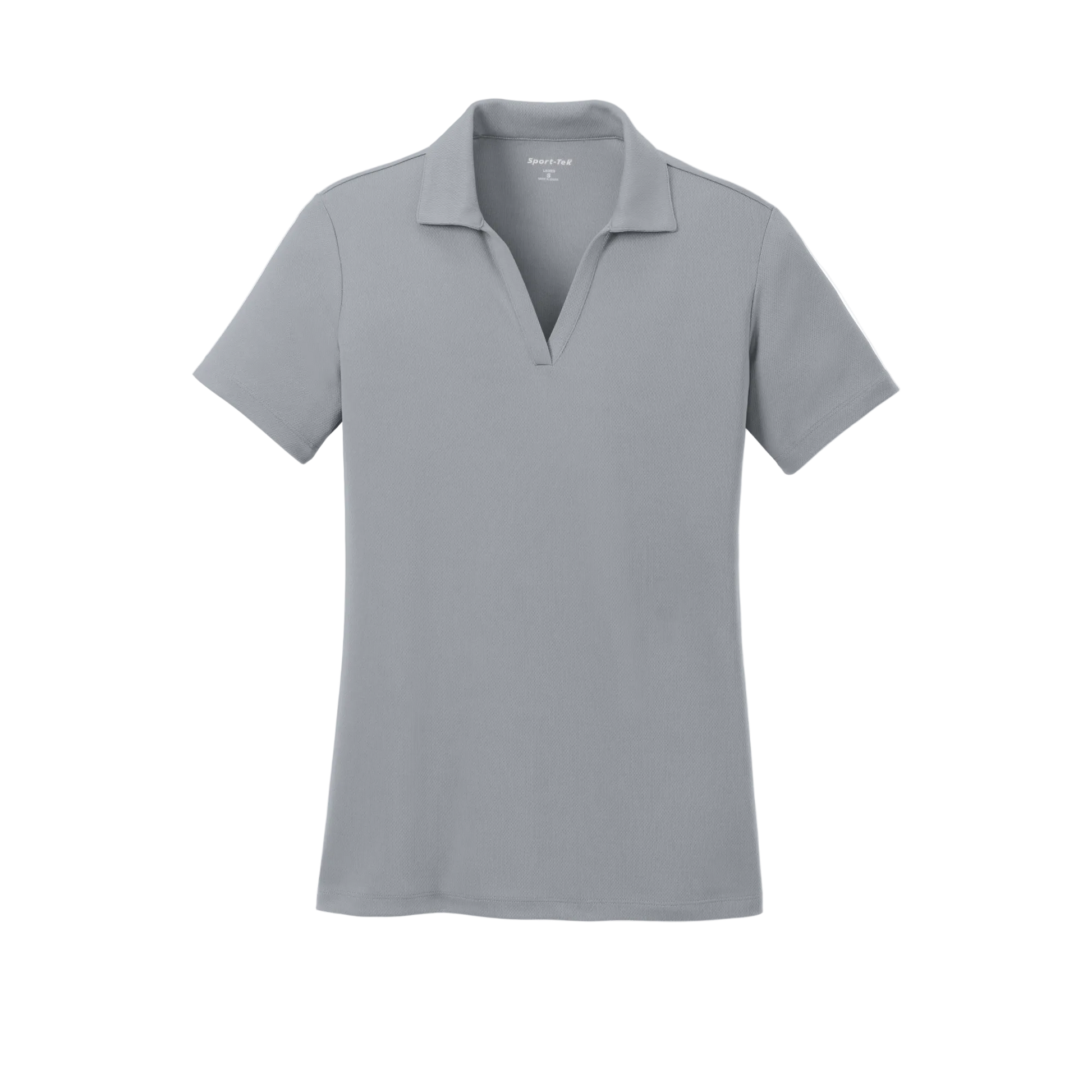 Custom women's Sport-Tek PosiCharge RacerMesh polo in Silver, front view