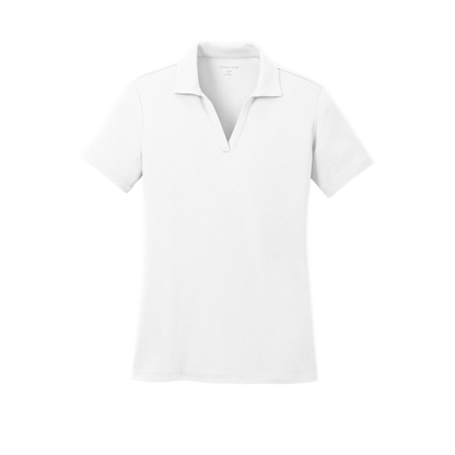 Custom women's Sport-Tek PosiCharge RacerMesh polo in White, front view