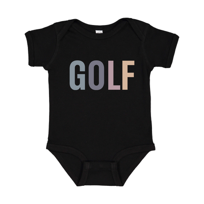 Golf design shown on Black infant bodysuit.