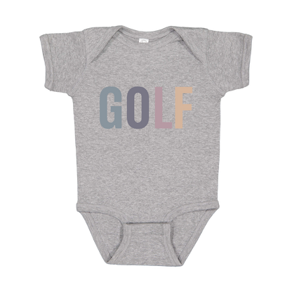 Golf design shown on Heather infant bodysuit.