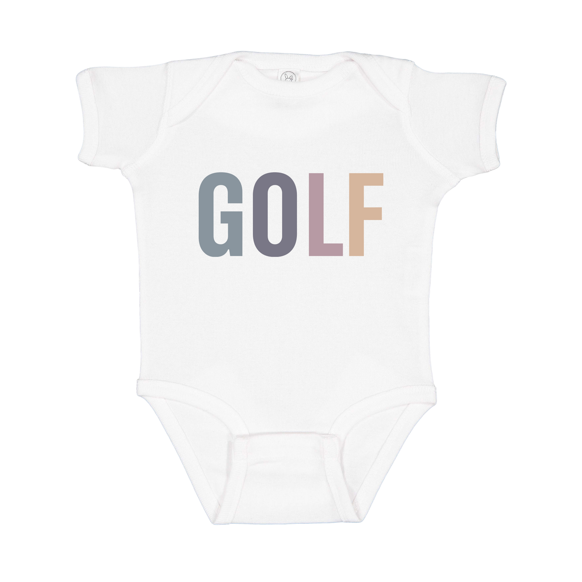 Golf design shown on White infant bodysuit.