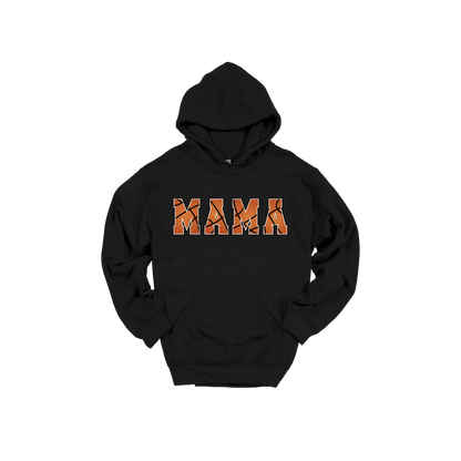 Mama Basketball design shown on Black adult Gildan hoodie.