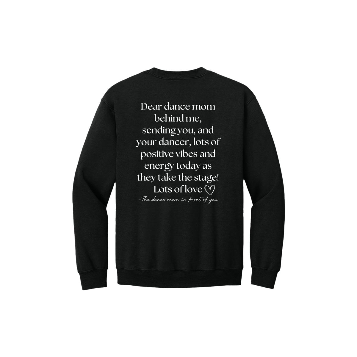 Adult 18000 Black Dear Dance Mom artwork - back view.
