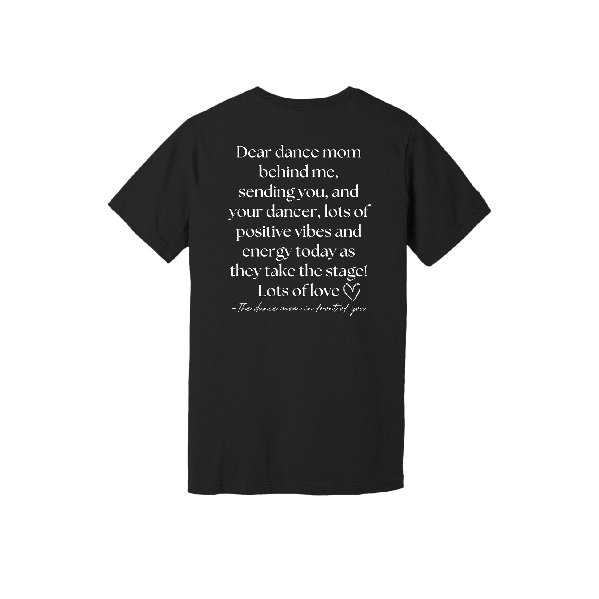 Adult BC3001 Black Dear Dance Mom artwork - back view.