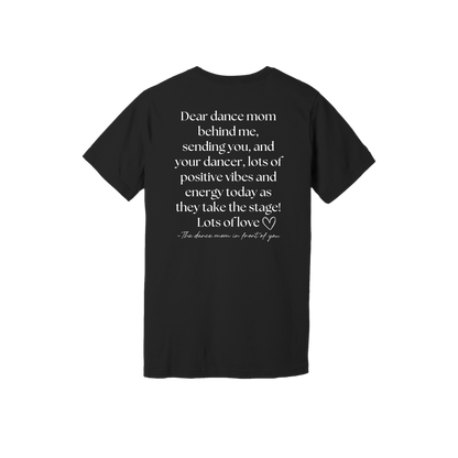 Adult BC3001 Black Dear Dance Mom artwork - back view.