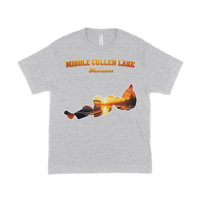 Middle Cullen Lake design on Heather Grey T-shirt