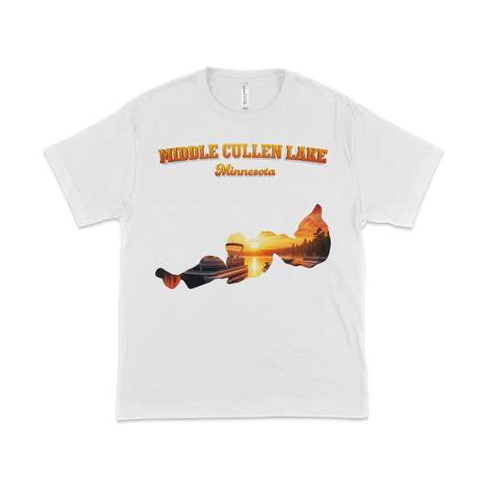 Middle Cullen Lake design on White T-shirt