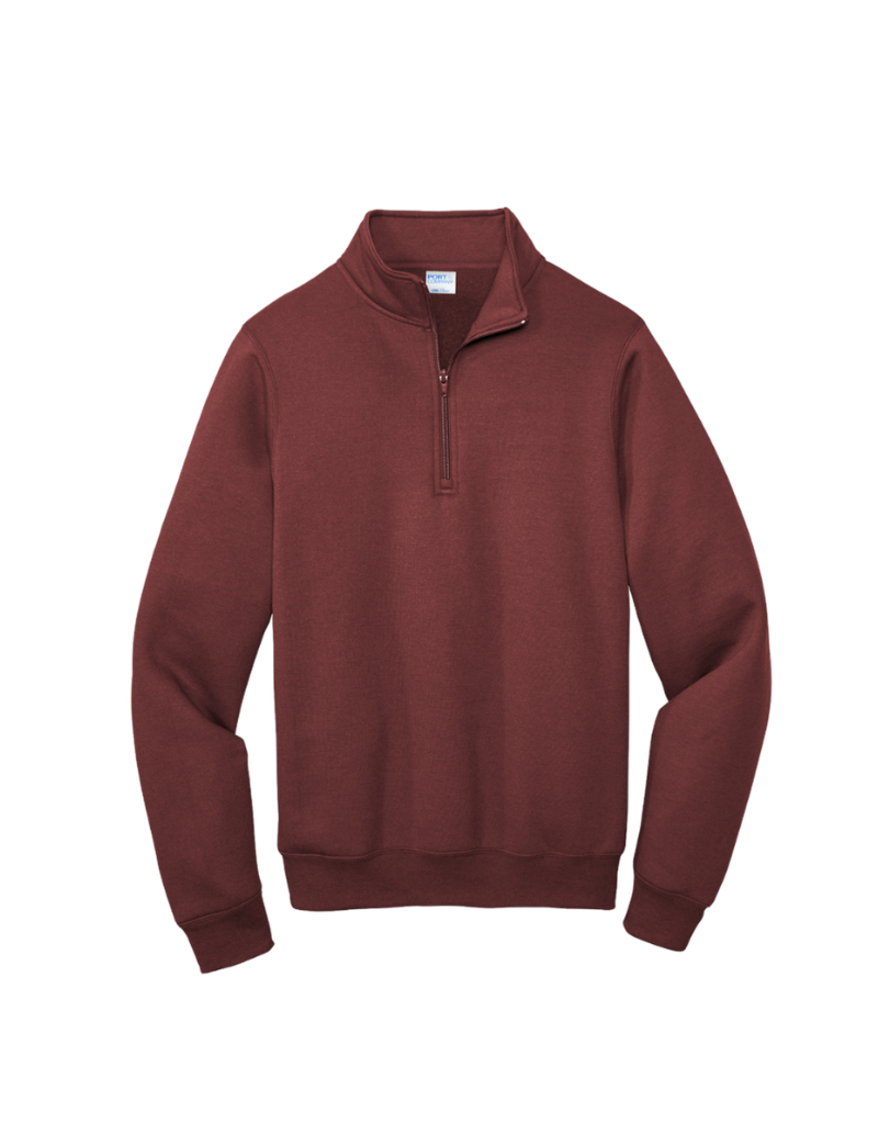 Custom Port & Company core fleece quarter-zip in Maroon
