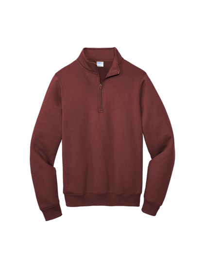 Custom Port & Company core fleece quarter-zip in Maroon