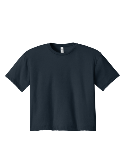 Custom women's Next Level crop T-shirt in Midnight Navy, front view