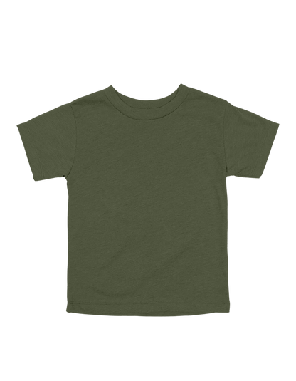 Custom toddler Bella + Canvas jersey T-shirt in Miltary Green