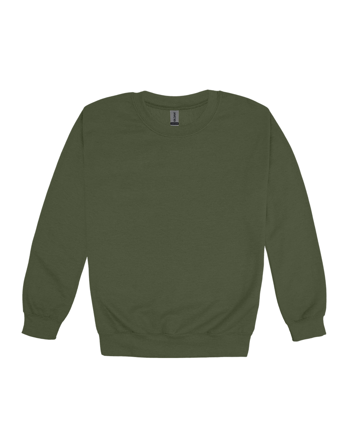 Custom adult Gildan crewneck sweatshirt in Miltary Green