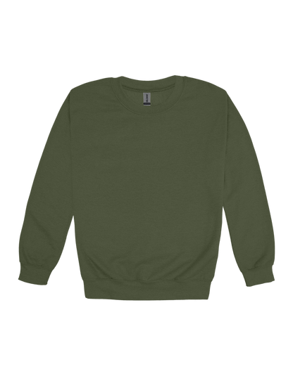 Custom adult Gildan crewneck sweatshirt in Miltary Green