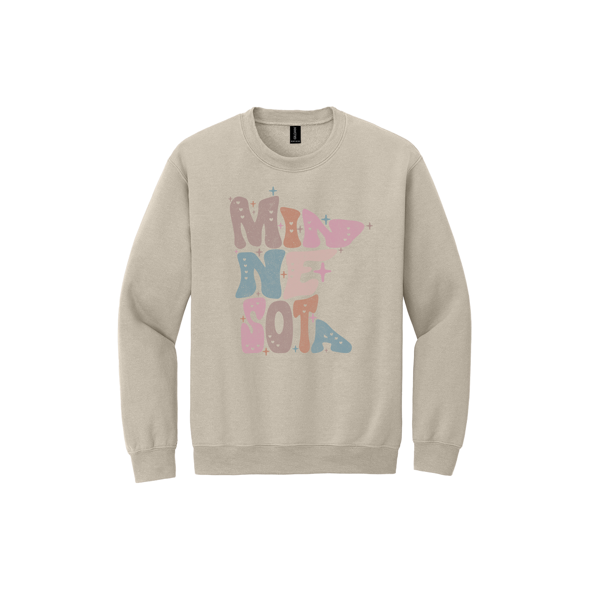 Minnesota Outline Apparel — Sand Adult Gildan 18000 front