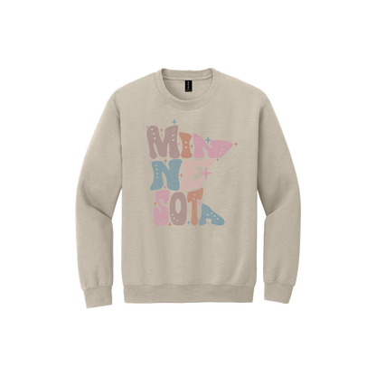 Minnesota Outline Apparel — Sand Adult Gildan 18000 front