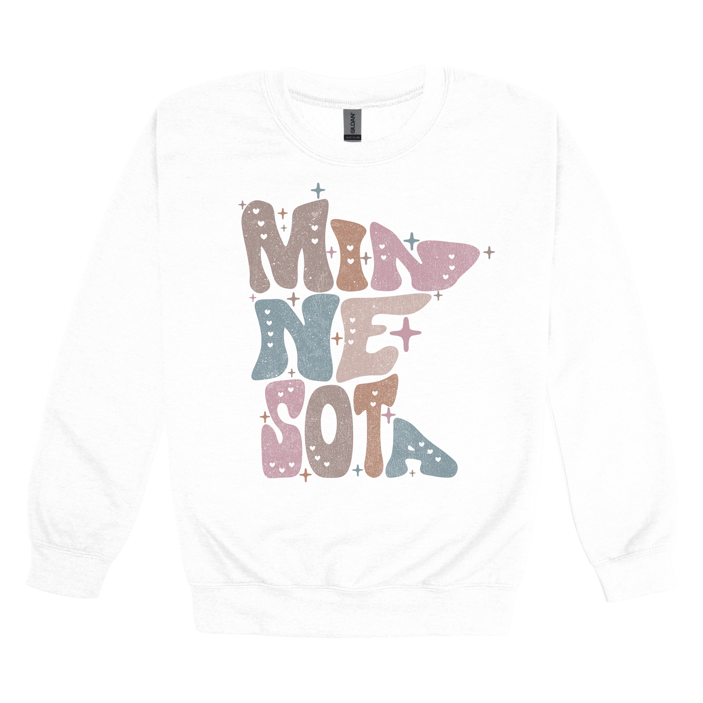 Minnesota Outline Apparel — White Adult Gildan 18000 front