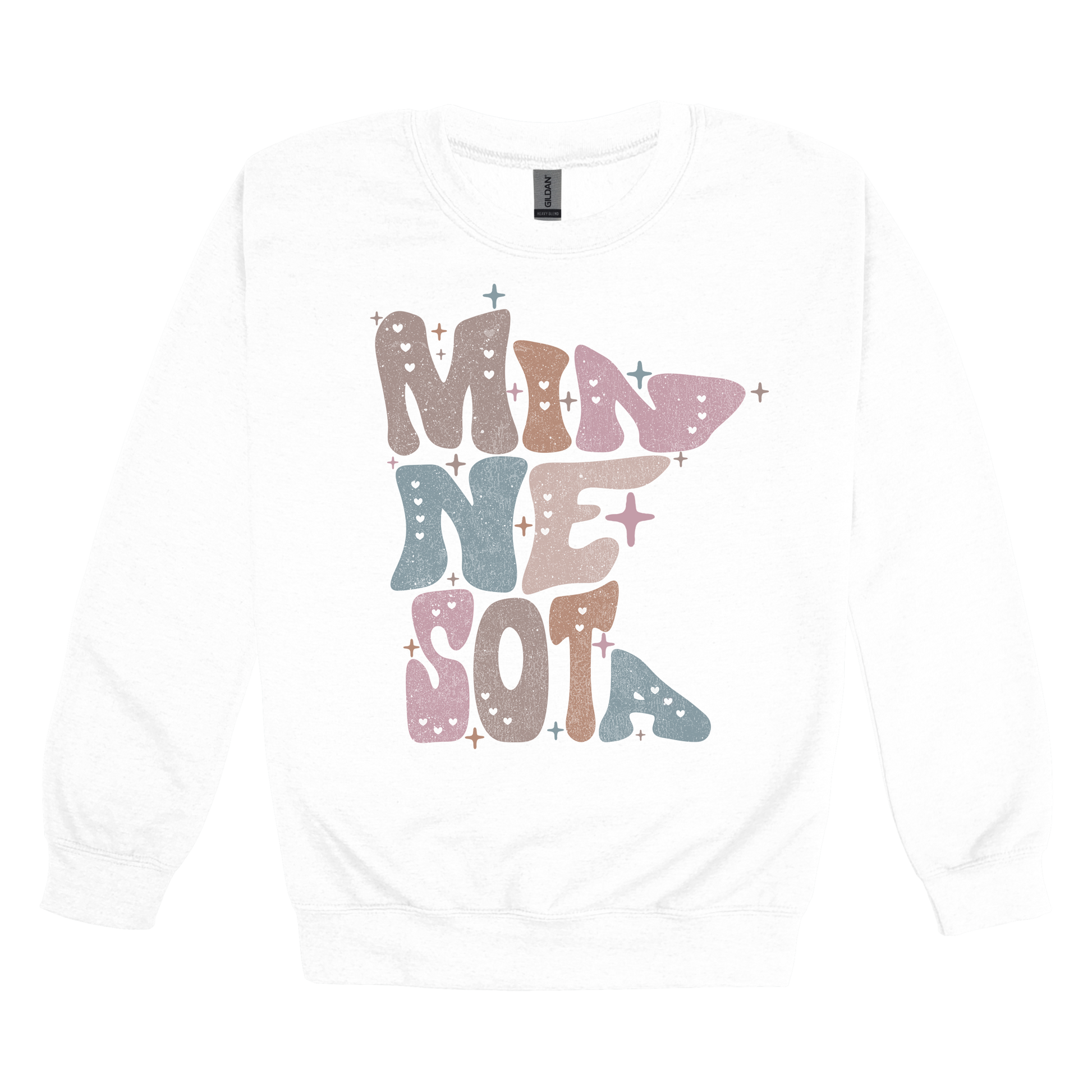 Minnesota Outline Apparel — White Adult Gildan 18000 front