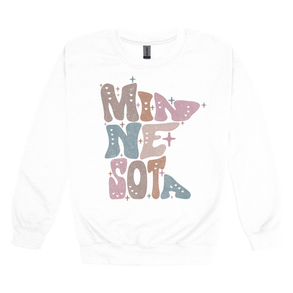 Minnesota Outline Apparel — White Adult Gildan 18000 front