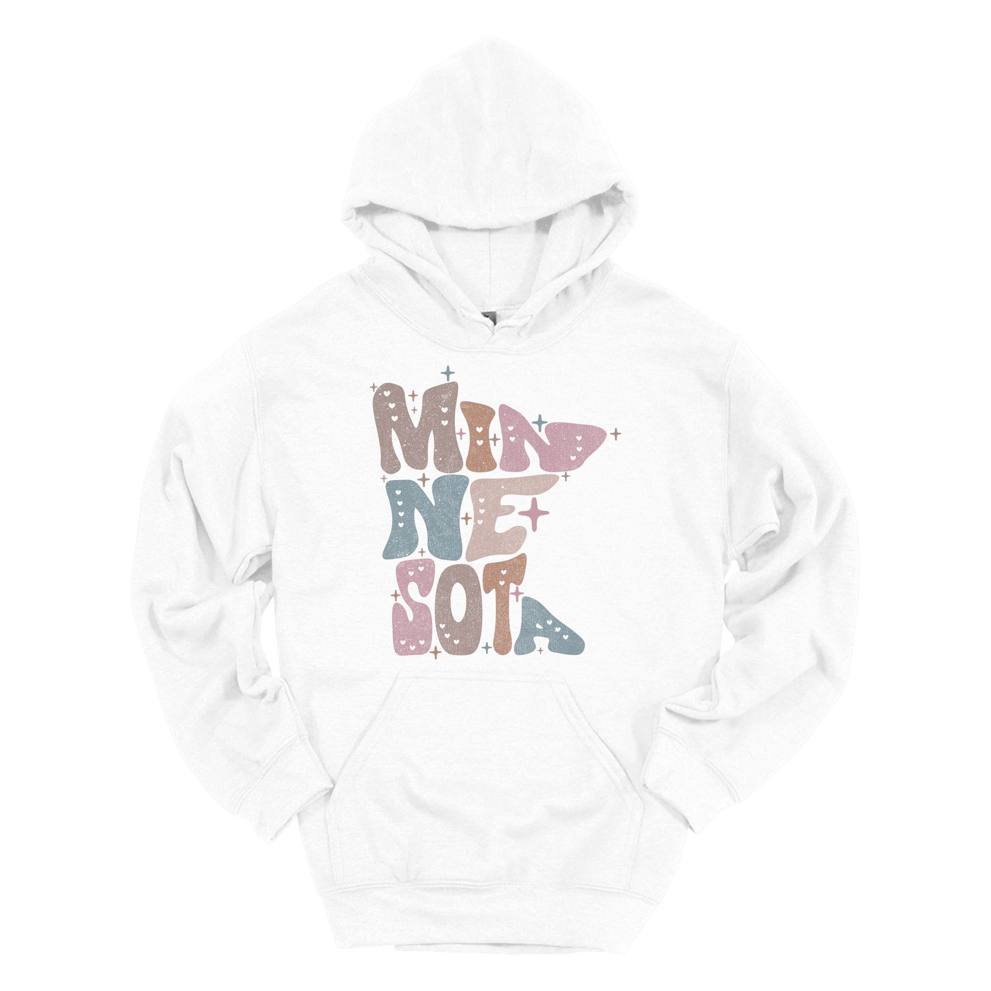 Minnesota Outline Apparel — White Adult Gildan 18500 front