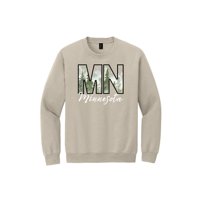 Minnesota Pine Tree Apparel — Sand Adult Gildan 18000 front
