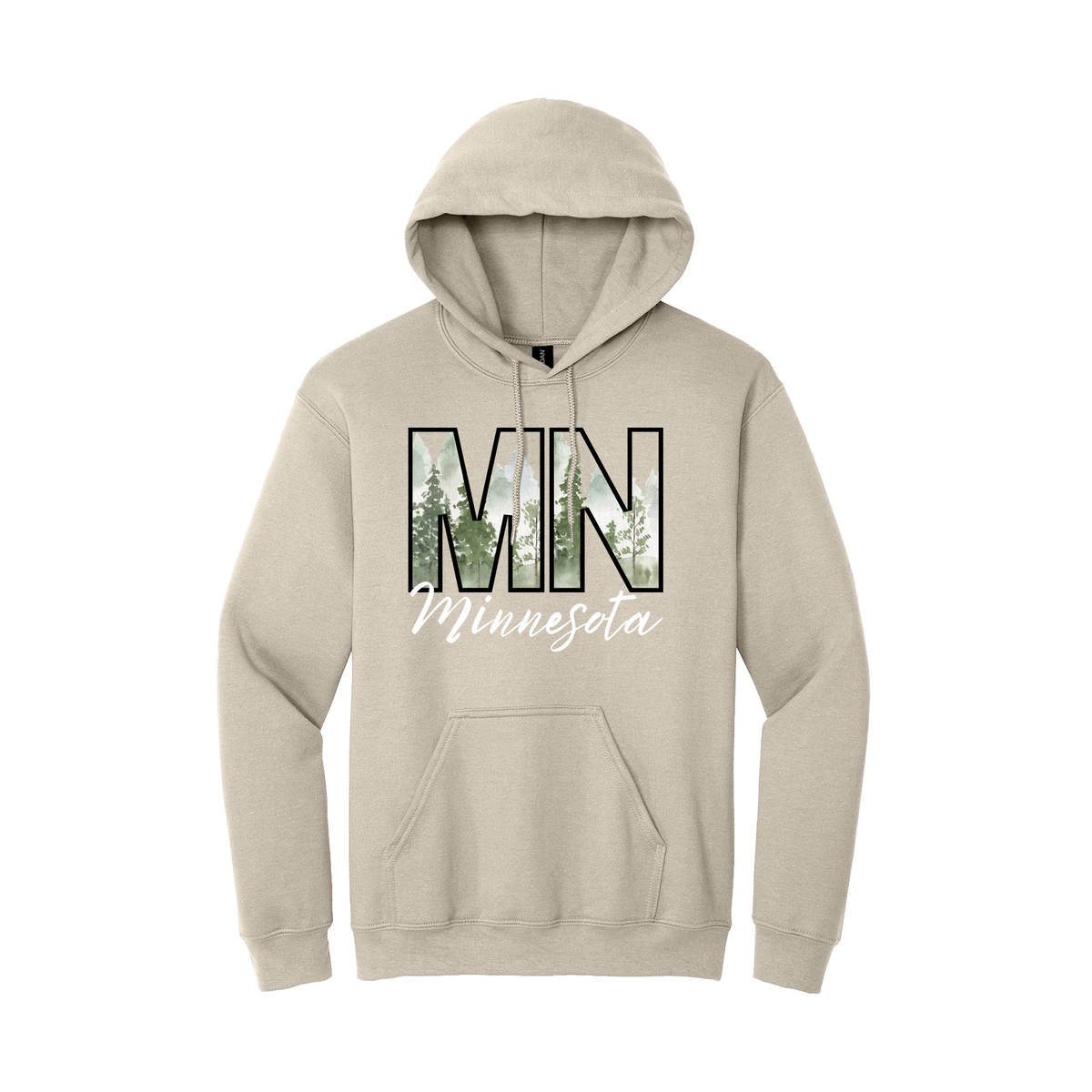 Minnesota Pine Tree Apparel — Sand Adult Gildan 18500 front
