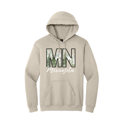 Minnesota Pine Tree Apparel — Sand Adult Gildan 18500 front