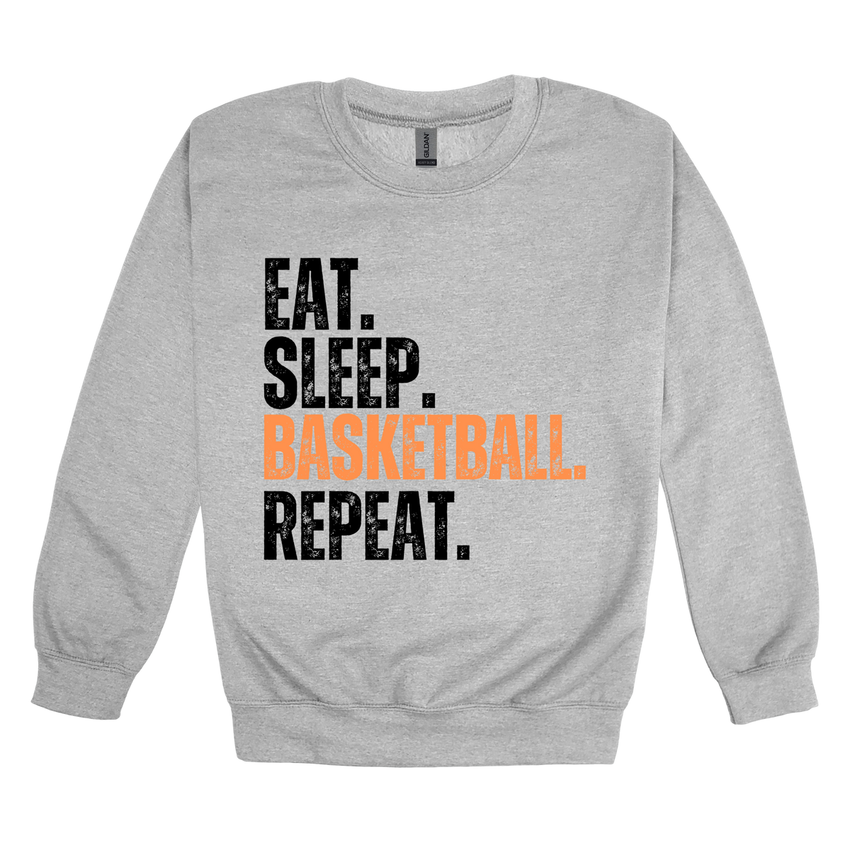 Eat, Sleep, Basketball, Repeat Apparel — gray adult-crewneck front
