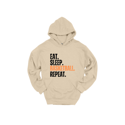 Eat, Sleep, Basketball, Repeat Apparel — tan adult-hoodie front