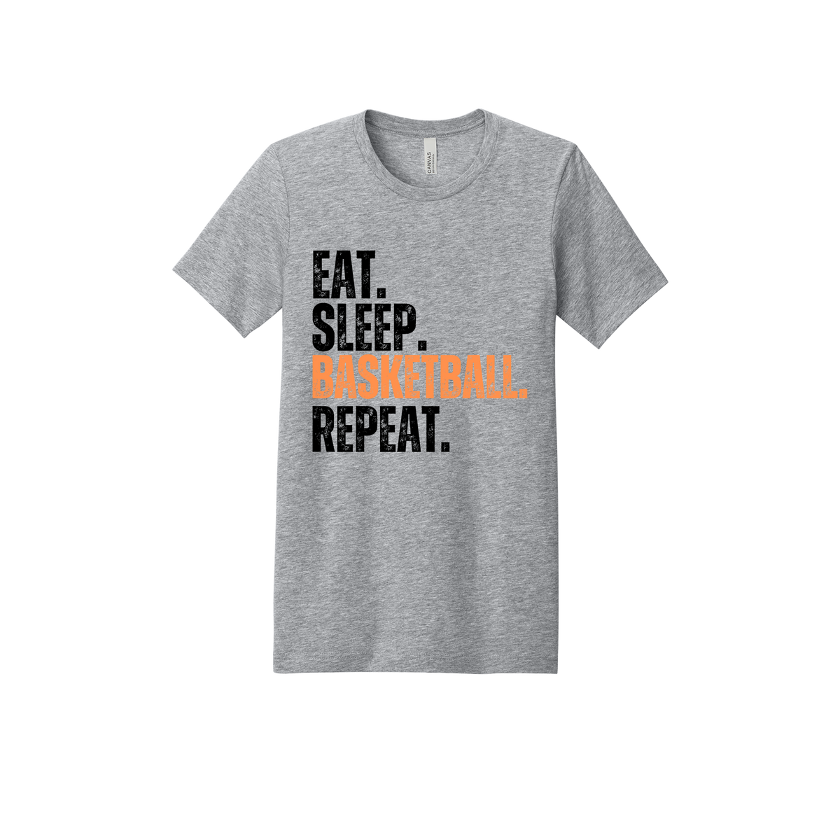 Eat, Sleep, Basketball, Repeat Apparel — gray adult-tee front