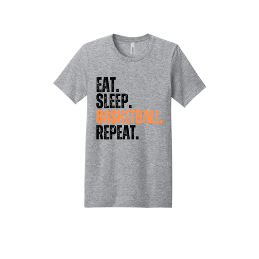 Eat, Sleep, Basketball, Repeat Apparel — gray adult-tee front