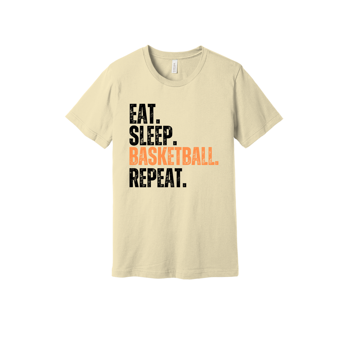 Eat, Sleep, Basketball, Repeat Apparel — tan adult-tee front