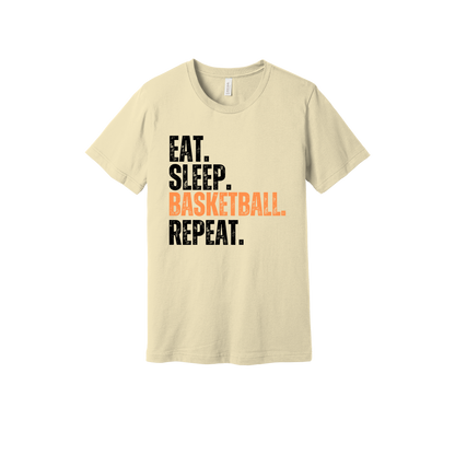 Eat, Sleep, Basketball, Repeat Apparel — tan adult-tee front