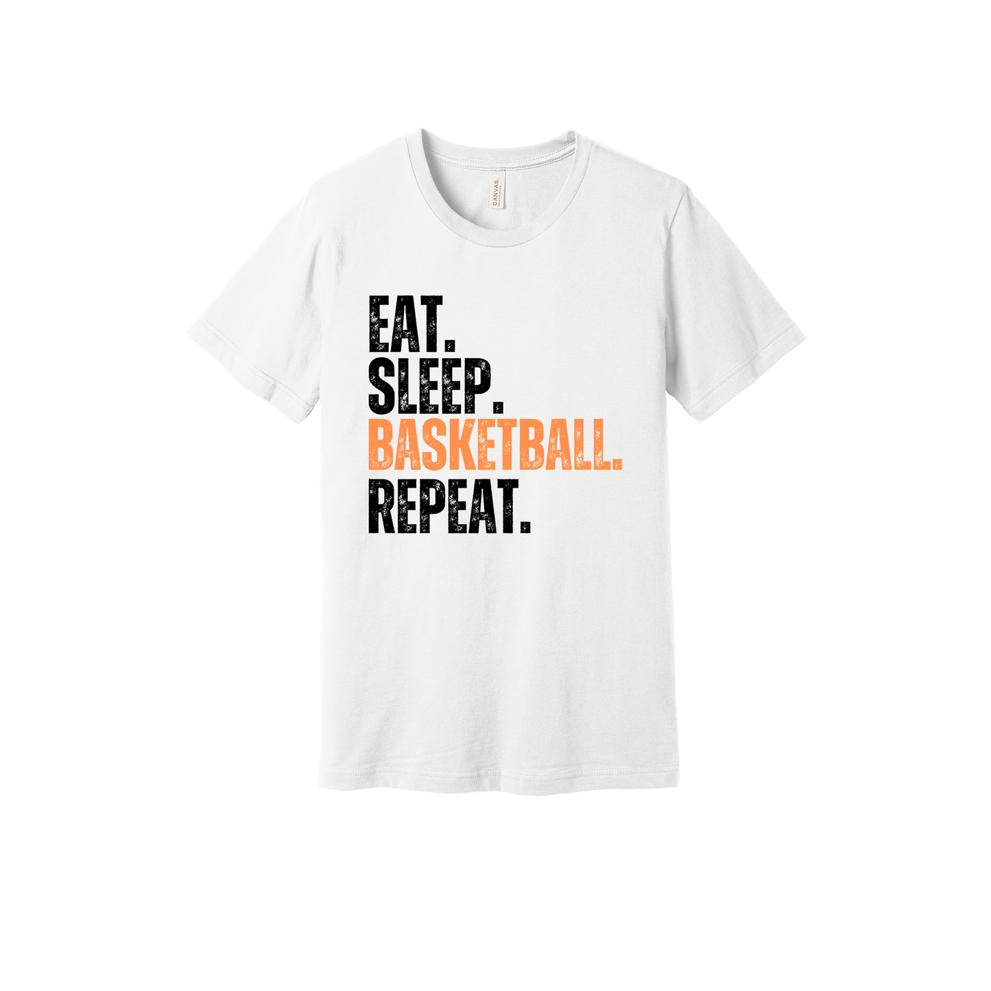 Eat, Sleep, Basketball, Repeat Apparel — white adult-tee front