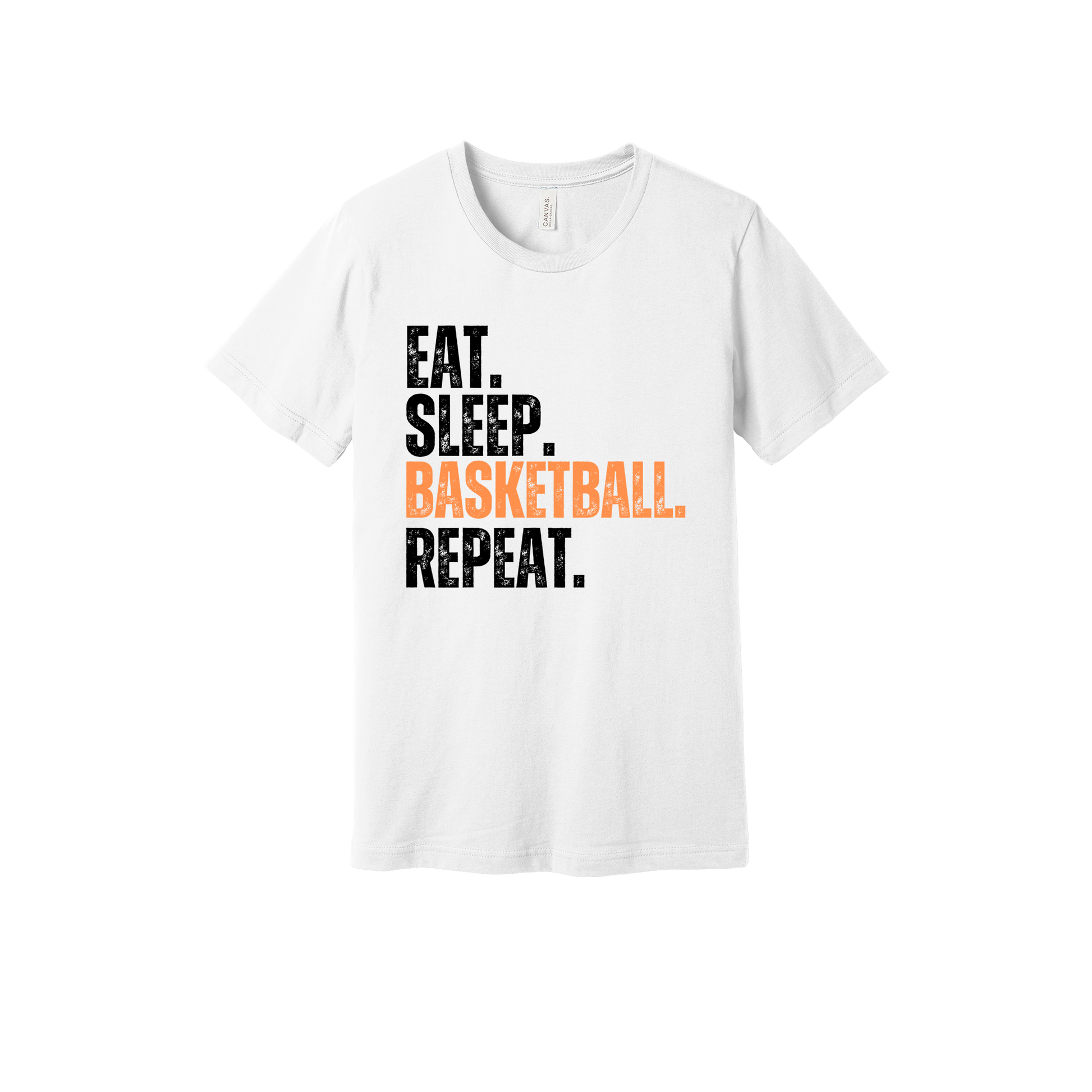 Eat, Sleep, Basketball, Repeat Apparel — white adult-tee front