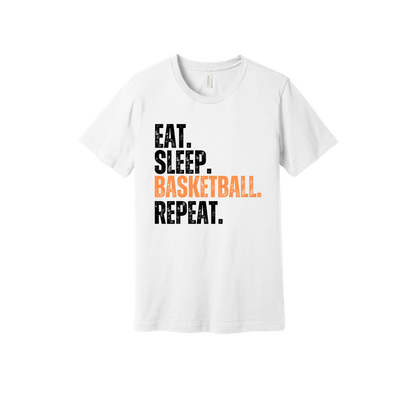 Eat, Sleep, Basketball, Repeat Apparel — white adult-tee front