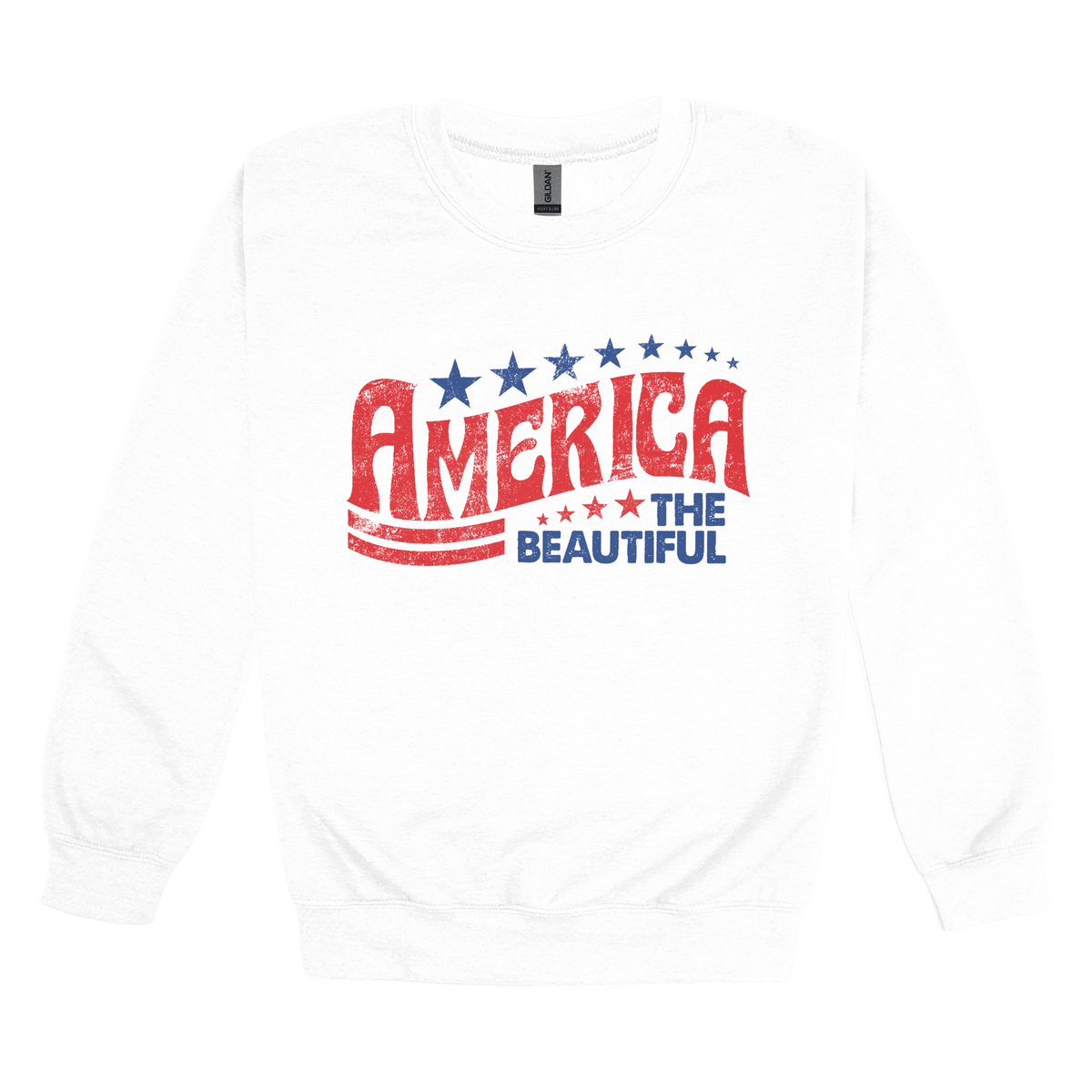 America the Beautiful Apparel — white adult-crewneck front