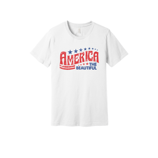 America the Beautiful Apparel — white adult-tee front