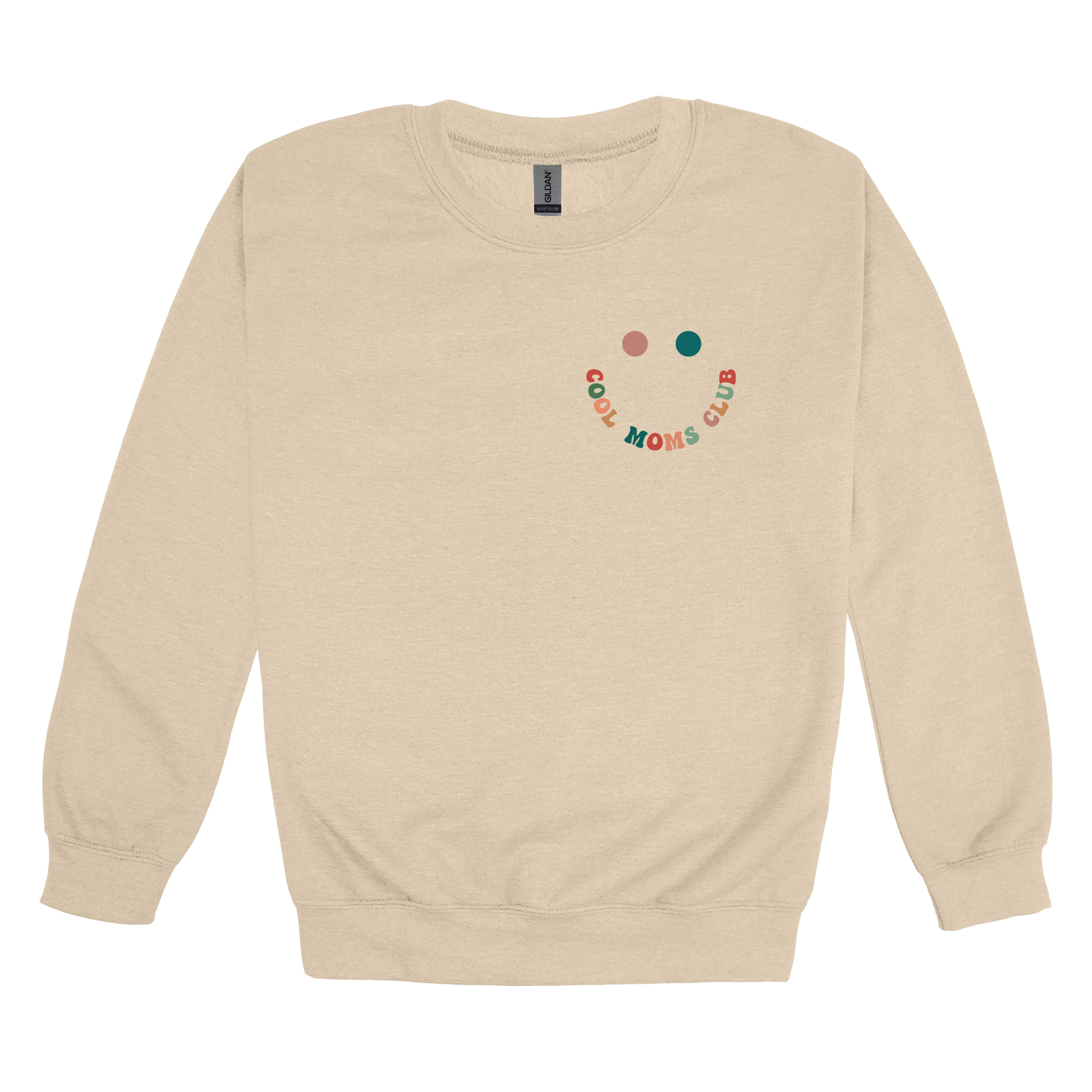 Cool Moms Club Apparel — tan adult-crewneck front