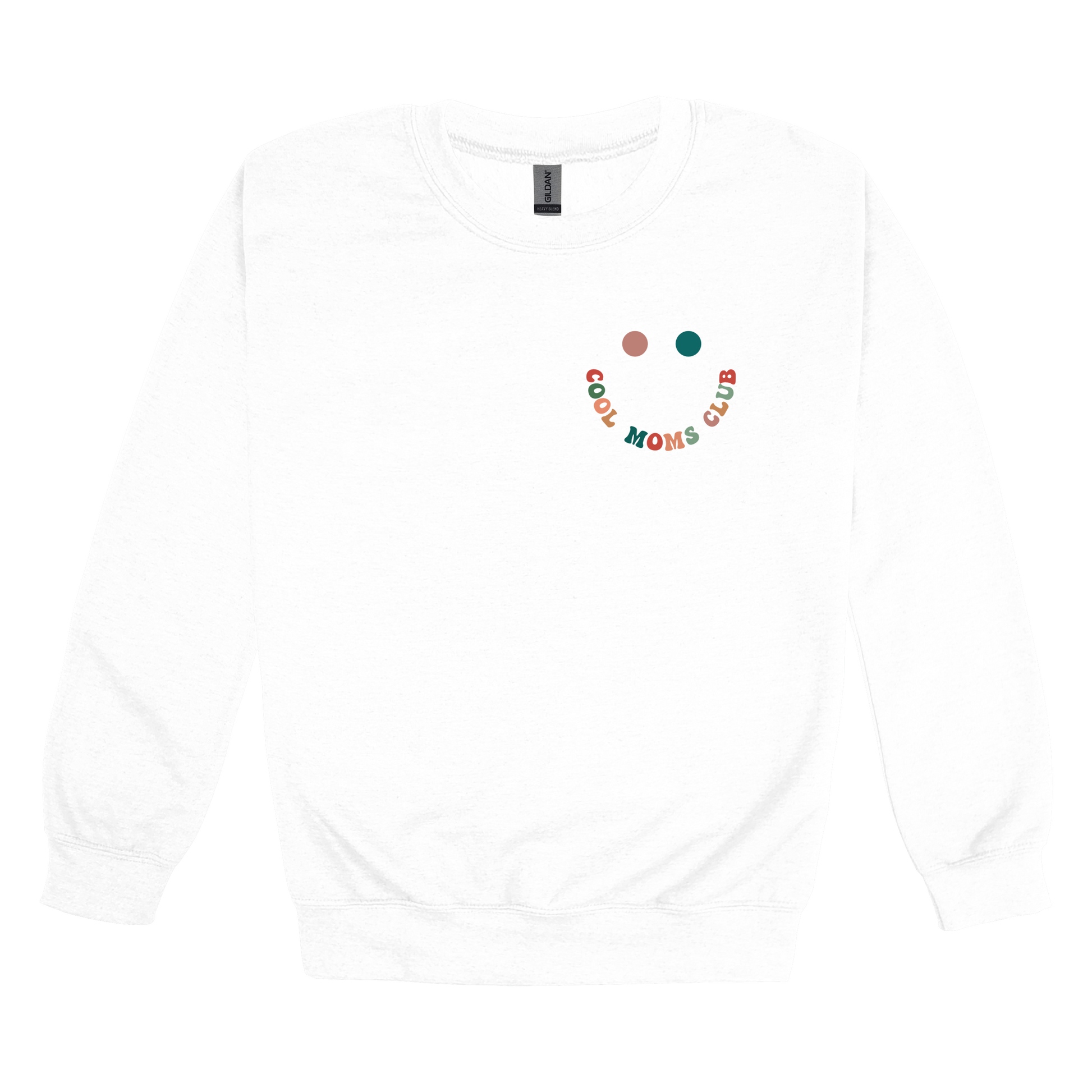 Cool Moms Club Apparel — white adult-crewneck front
