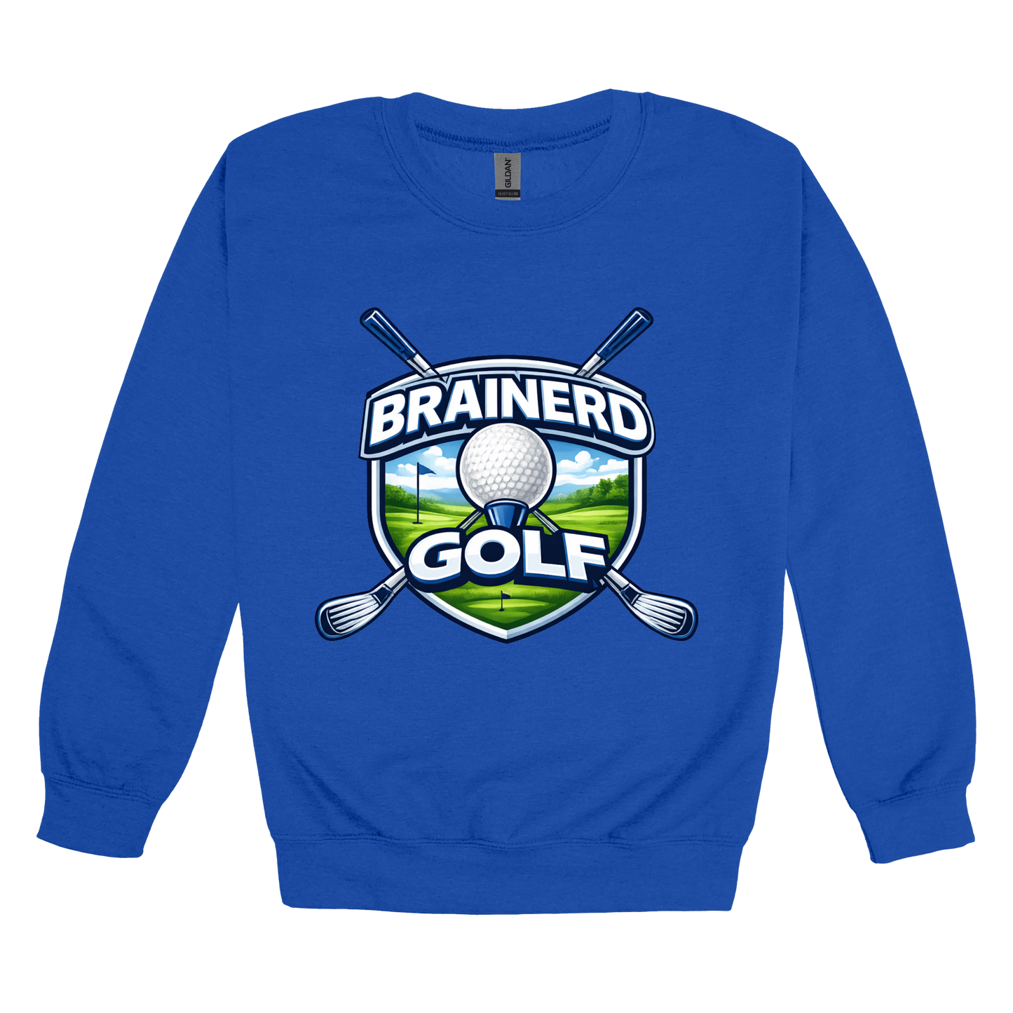 Brainerd Golf Apparel — blue adult-crewneck front