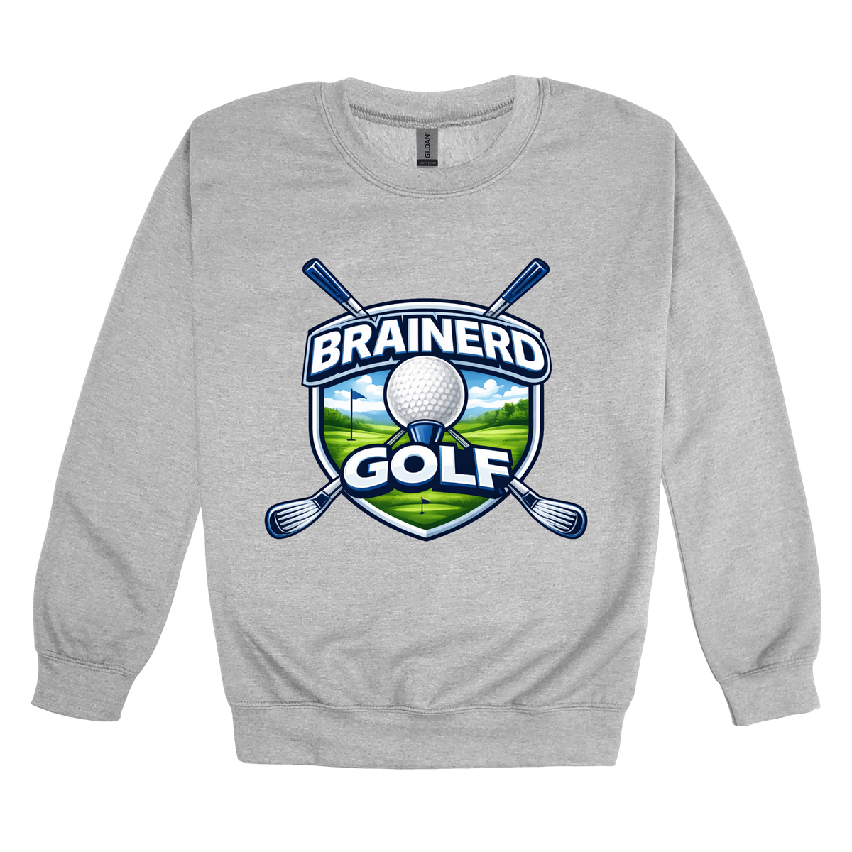 Brainerd Golf Apparel — gray adult-crewneck front